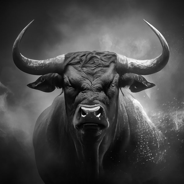 Bull with big horns, 3D illustration digital art design
